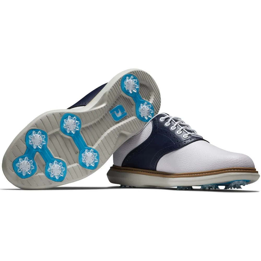 FootJoy Traditions Spiked Waterproof Shoes - White/Navy