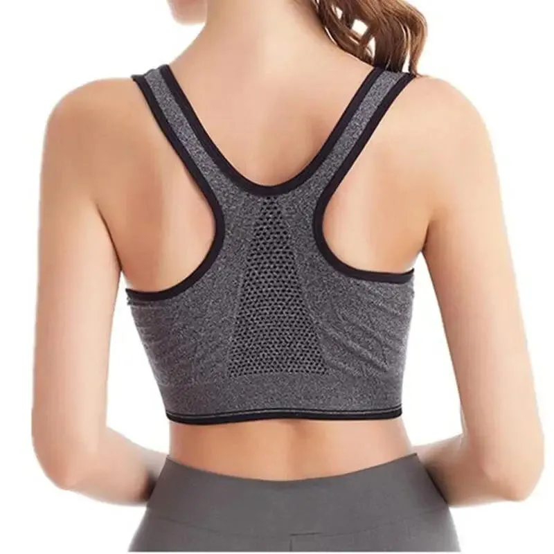 Front Zipper Sports Bra Shock-absorbing Women's Underwear Breathable Without Steel Ring Running Vest Yoga Fitness Bralette