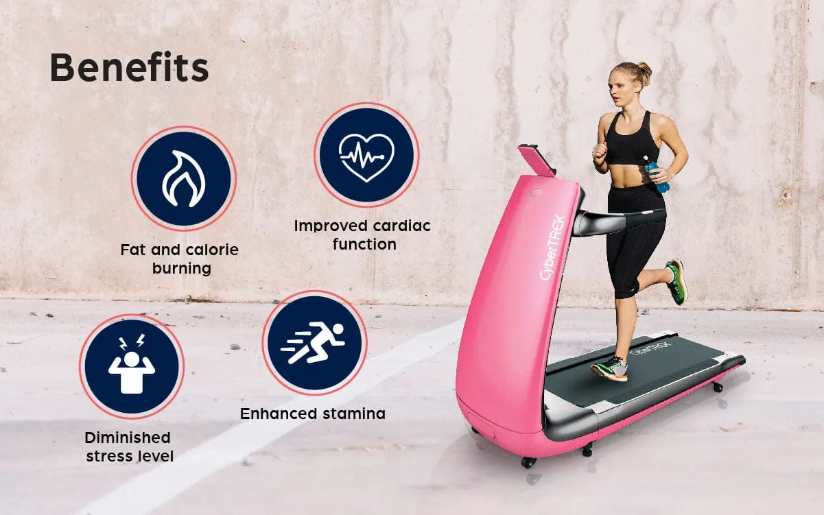 Fuji BeHealthy Treadmills White, Red, Pink | Cybertrek | Home Treadmills | UK Foldable Running Machine| Cardio at Home