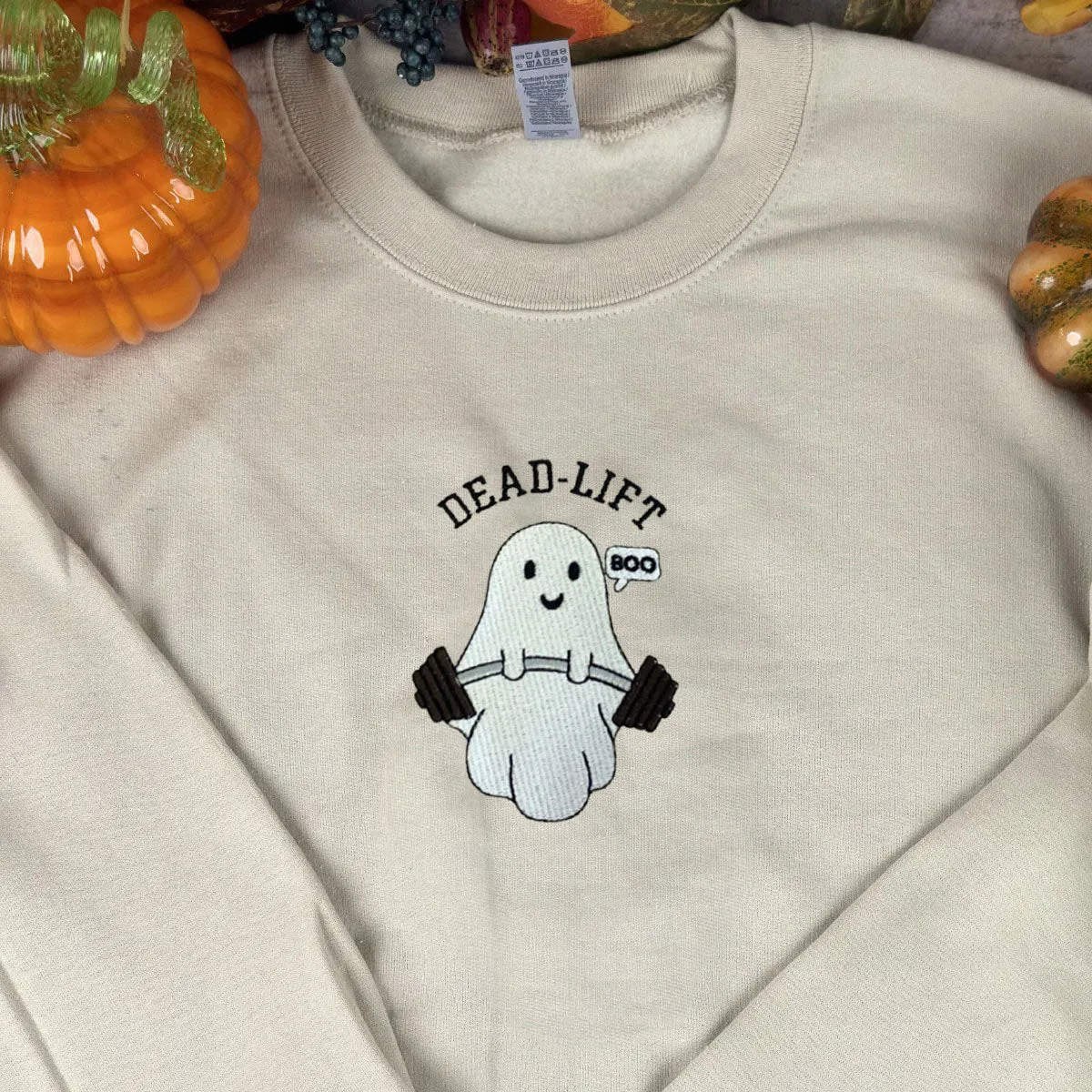 Ghost Gym Dead Lift Halloween Embroidered Sweatshirt or Hoodie