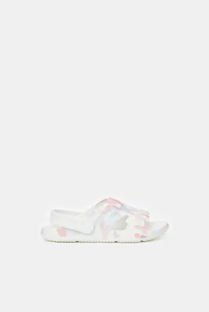 Girls White Butterfly Print Slide