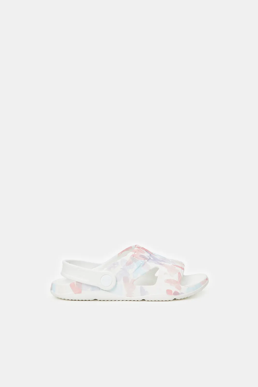 Girls White Butterfly Print Slide