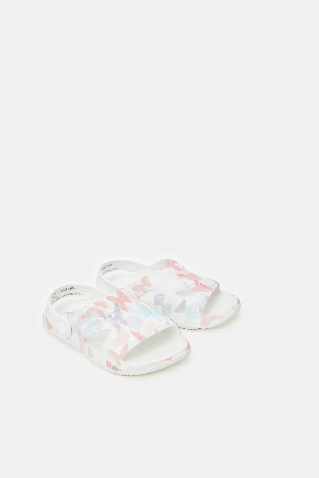 Girls White Butterfly Print Slide