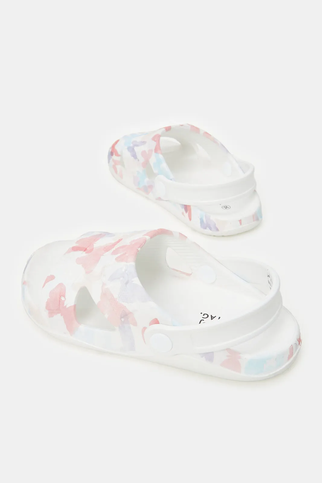 Girls White Butterfly Print Slide