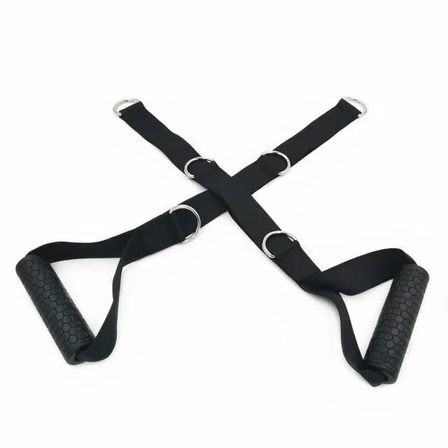 Gym Resistance Bands Handles Anti-slip TPR Grip Strong Nylon Webbing