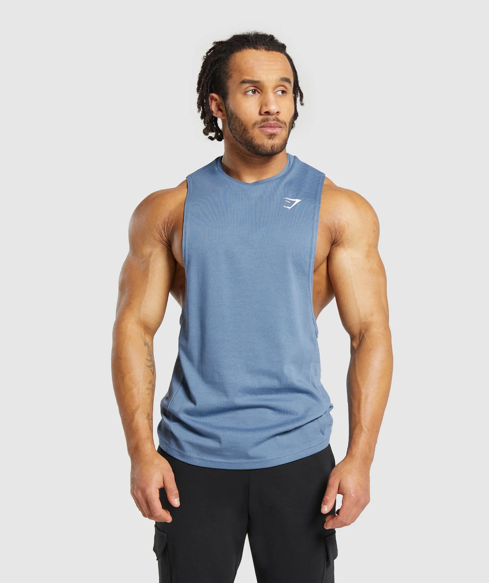 Gymshark React Drop Arm Tank - Faded Blue