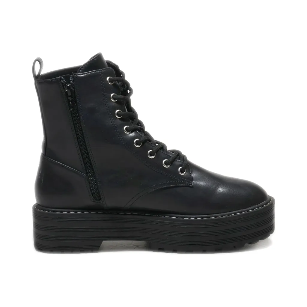 H&M Divided Mid-Calf Leather Black Colour For Women