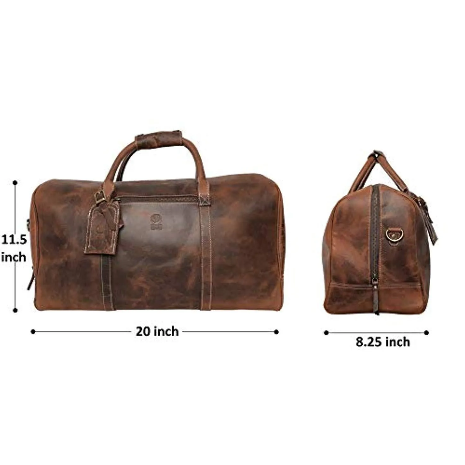 Handmade Leather Travel Duffel Bag - Airplane Underseat Carry On Bags By Rustic Town