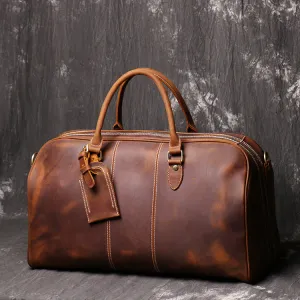 Handmade Vintage Leather Overnight Duffel Bag Travel Bag Holdall Luggage Bag