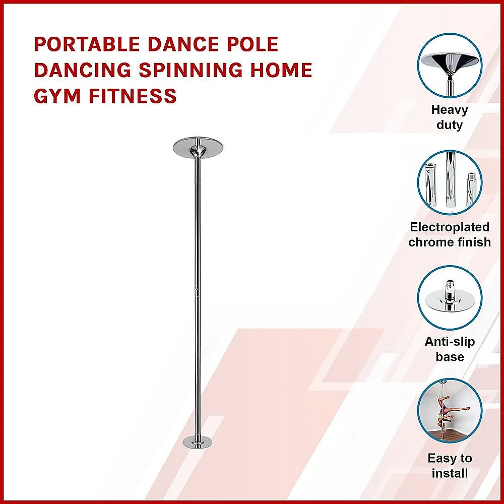 Height Adjustable Static & Spinning Dance Pole, Chrome Finish