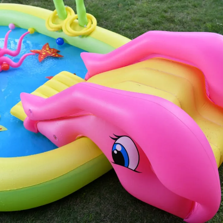 Home Large Cartoon Animal Drama Pool Water Spray Inflatable Swimming Pool Slide Pool(Pirate)