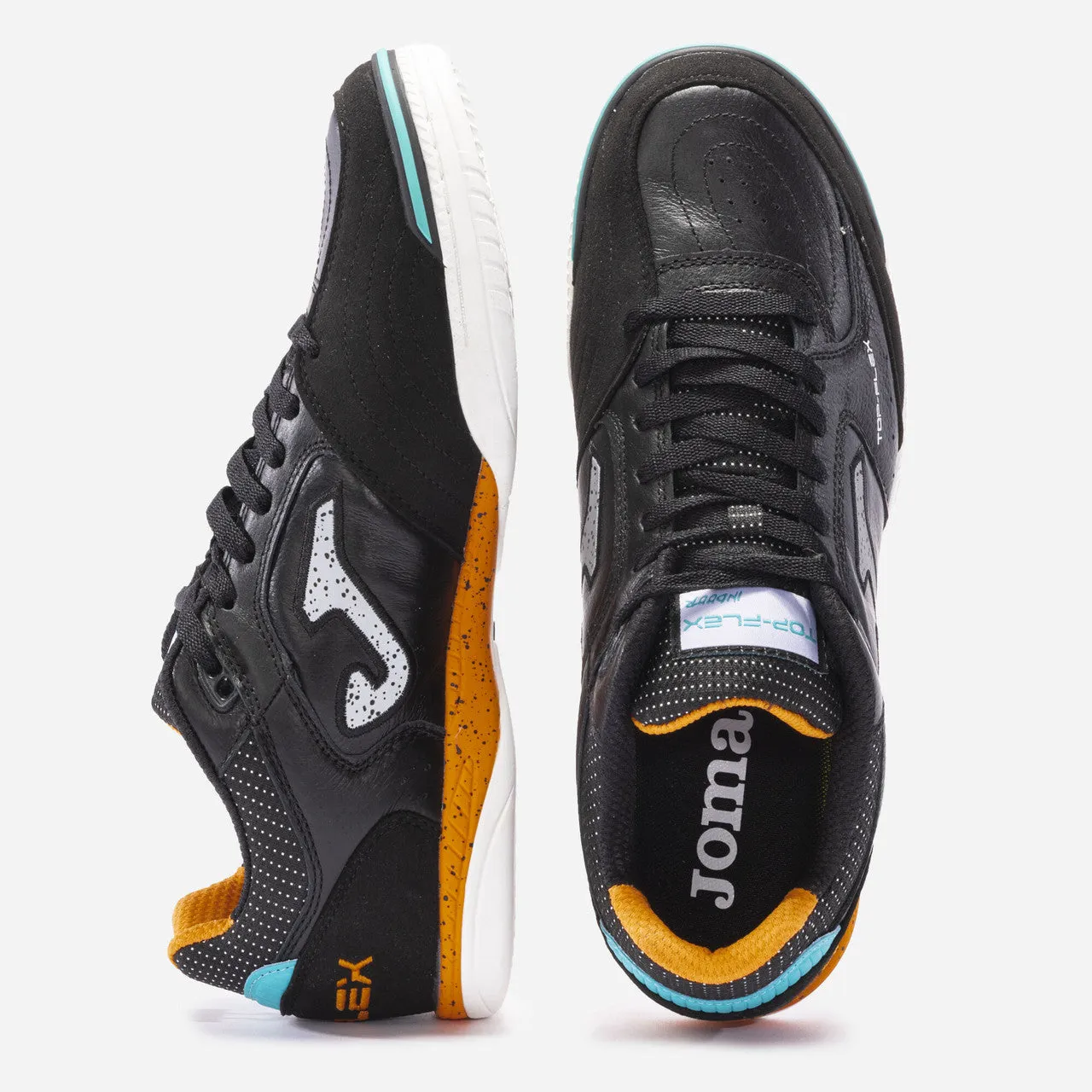 Joma Top Flex Indoor Boots- Black/Orange/Aqua