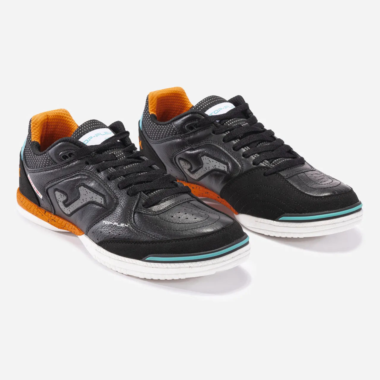 Joma Top Flex Indoor Boots- Black/Orange/Aqua