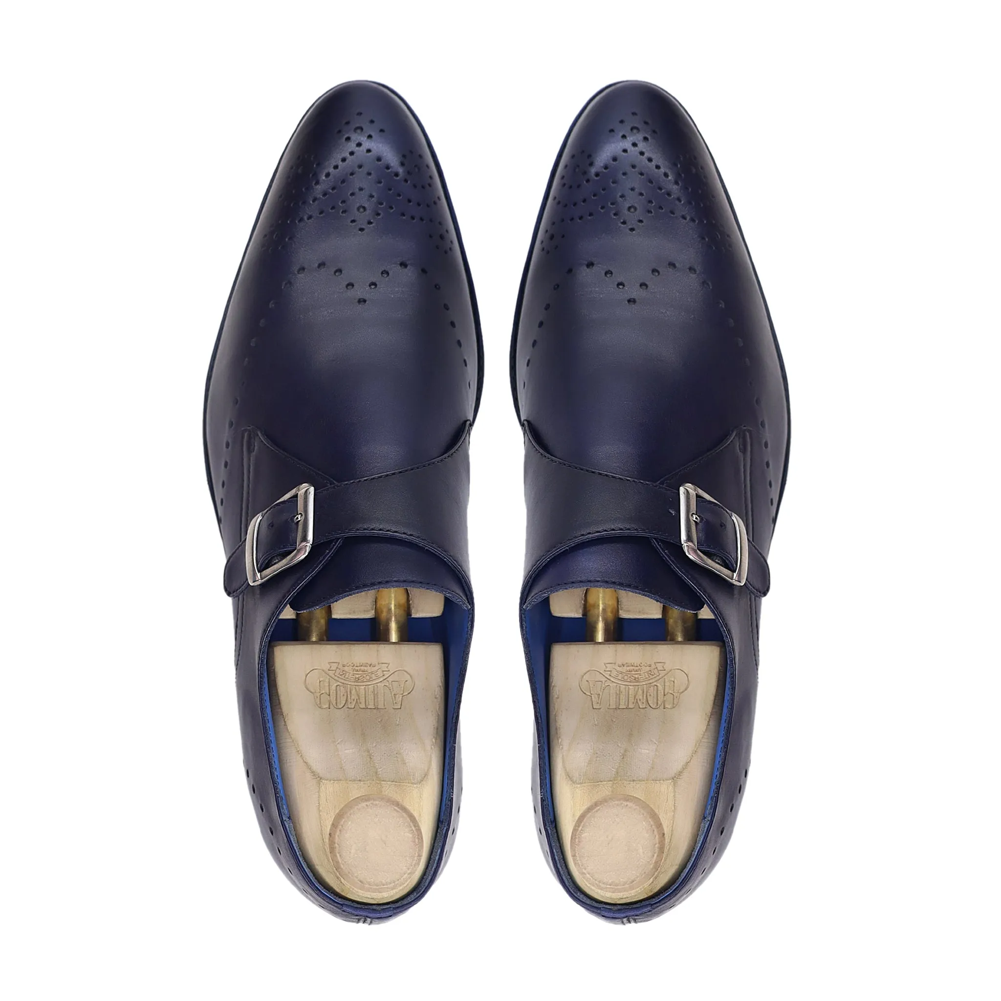 Kazuya - Men's Navy Blue Calf Leather Single Monkstrap