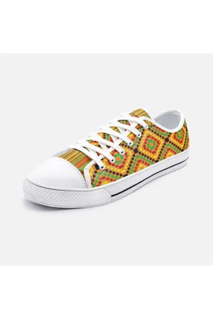 Kente Print Unisex Low Top Canvas Shoes