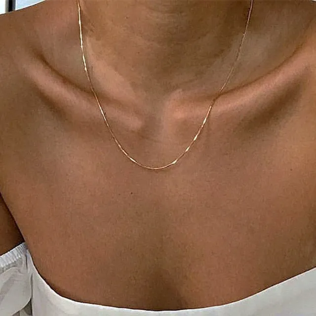 Kpop Women Neck Chain Gold Color Choker Necklaces Thin Chain On The Neck Minimalist Pendant Jewelry 2021 Chocker Collar For Girl