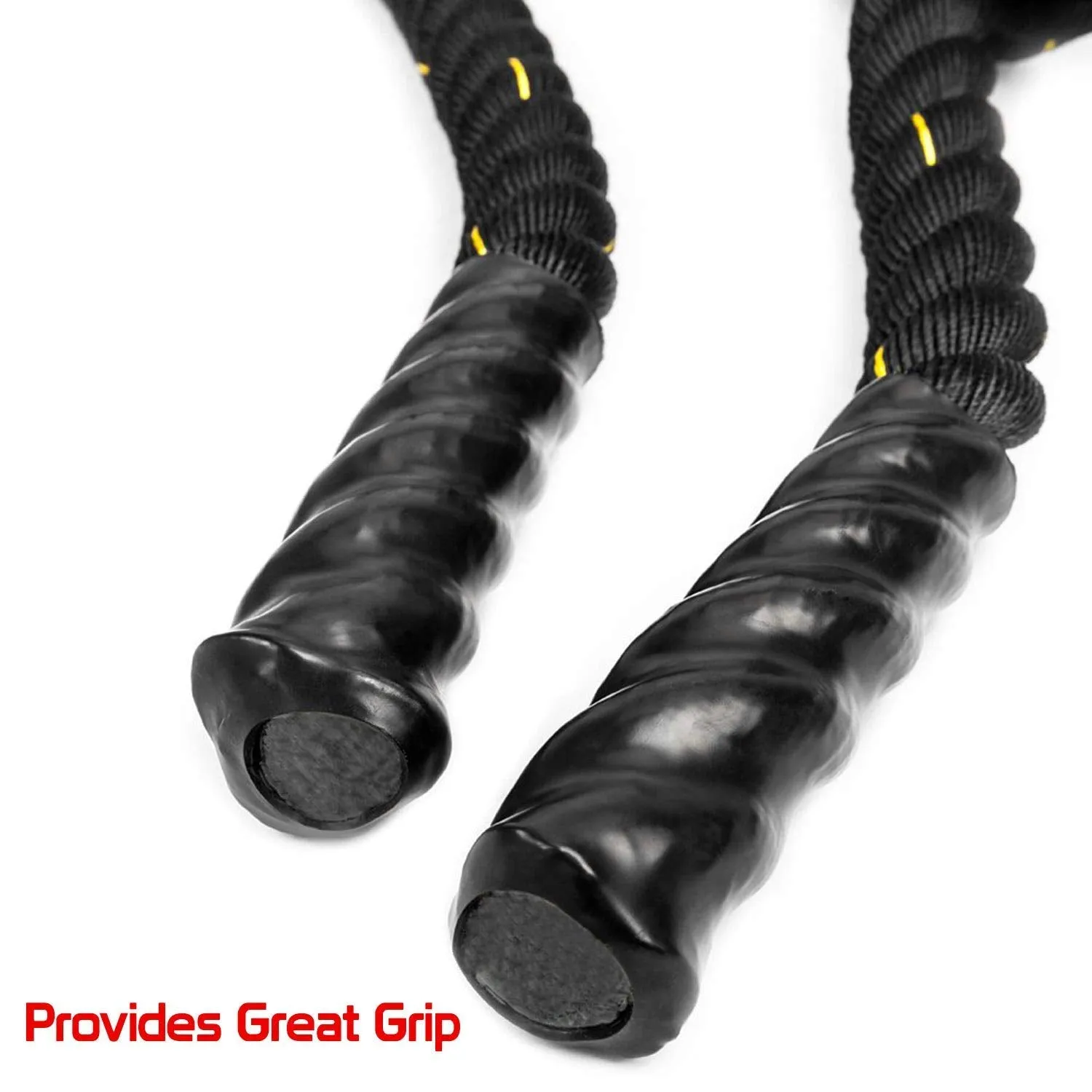 Let's Play LP-2540 Imported Pure Nylon Battle Rope for Indoor & Outdoor, Professional Polyester Rope with Strong Grip 30FT, 40FT, 50FT & 60FT (Black Colour)