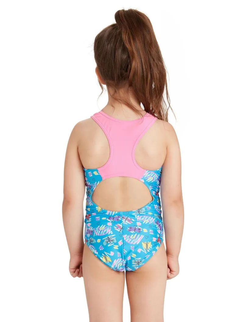 LITTLE GIRL'S RAINBOW BUTTERFLY SWIMSUIT