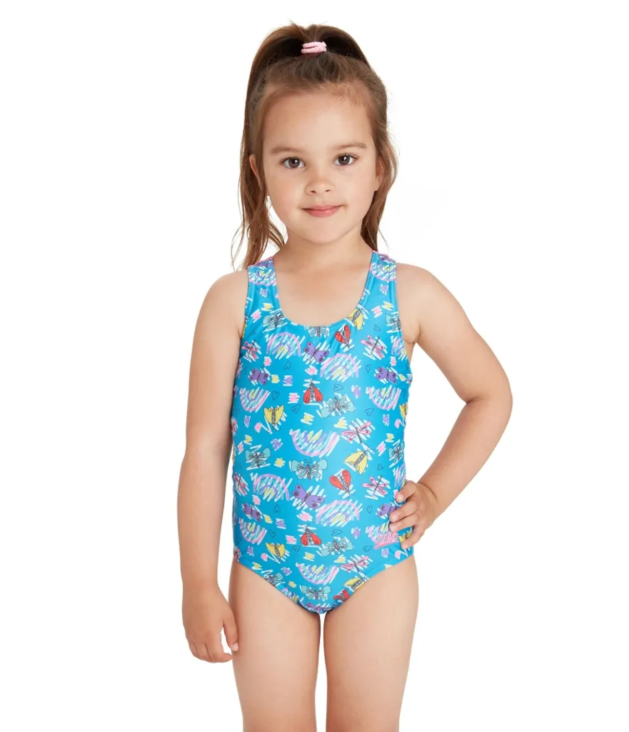 LITTLE GIRL'S RAINBOW BUTTERFLY SWIMSUIT