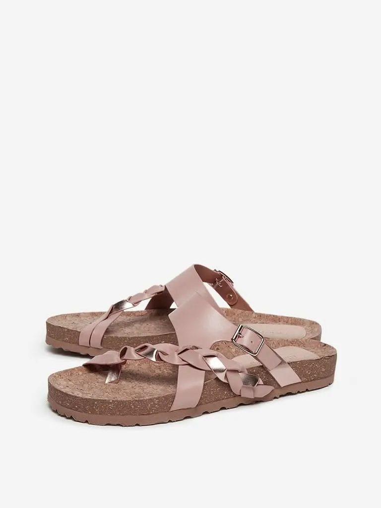 LUNA BLU Beige Braid Design Sandals