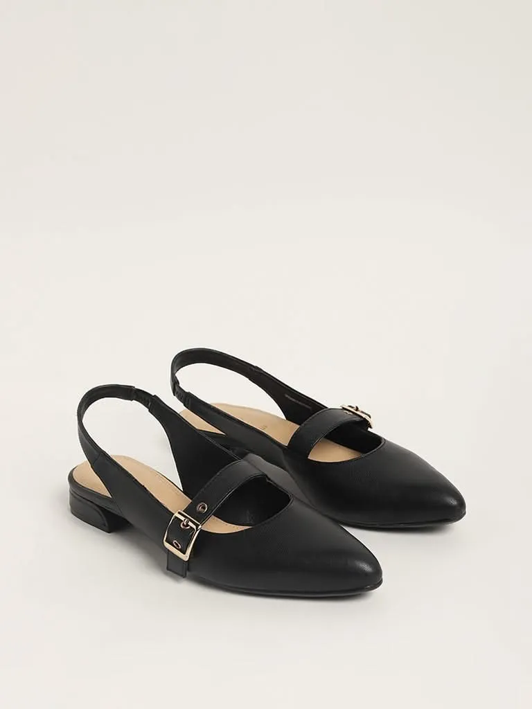 LUNA BLU Black Strappy Slingback Mules