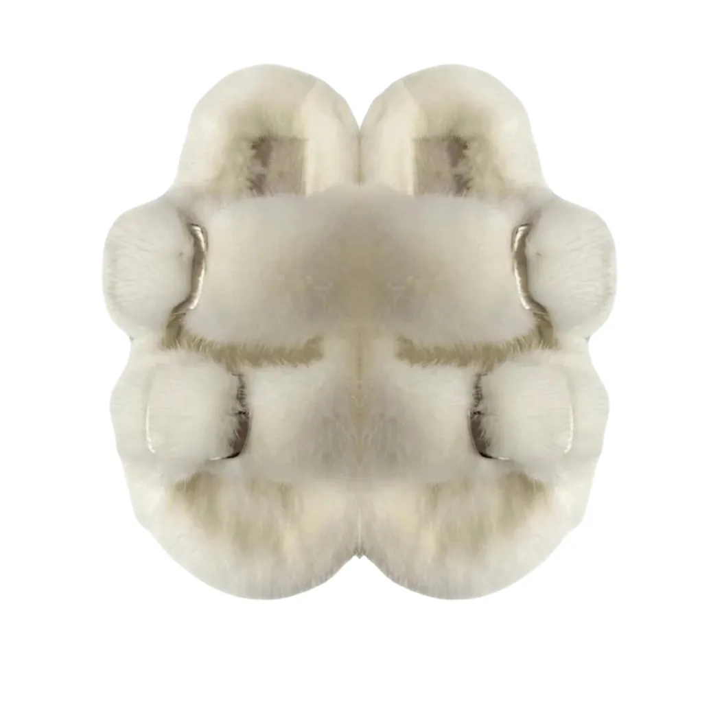 Luxe Mink Slide Sandals - Off White