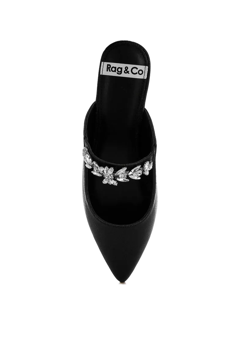 Magnum Diamante Strap Glitter Mules