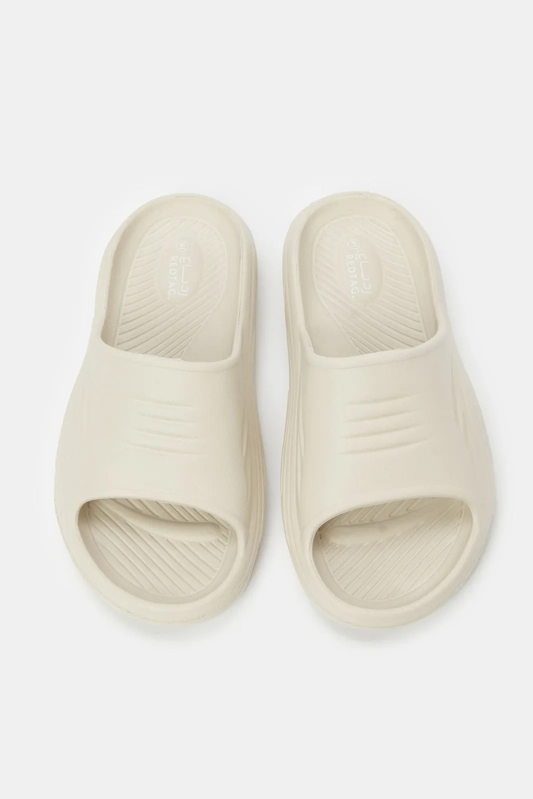 Men Beige Molded Slides