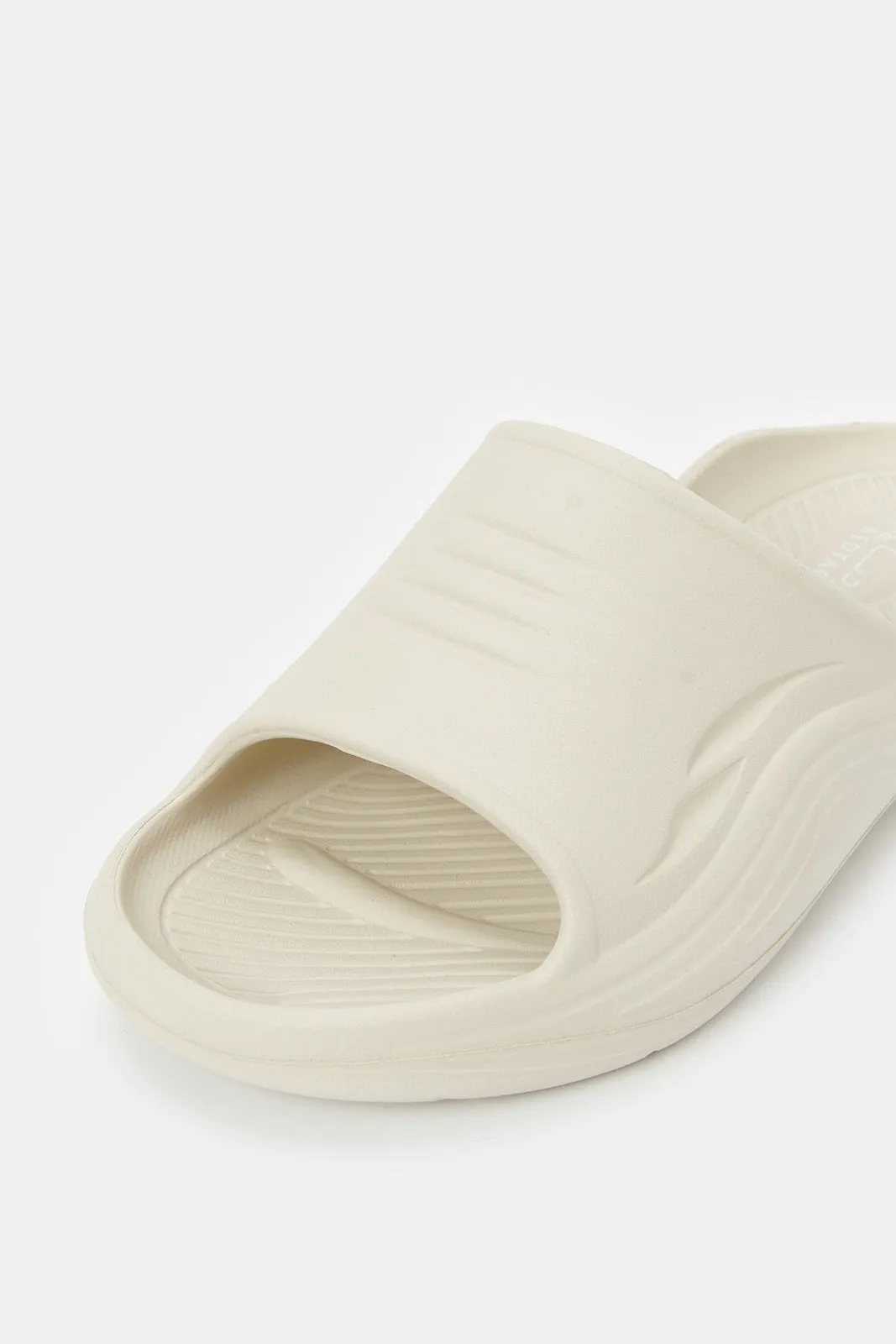 Men Beige Molded Slides