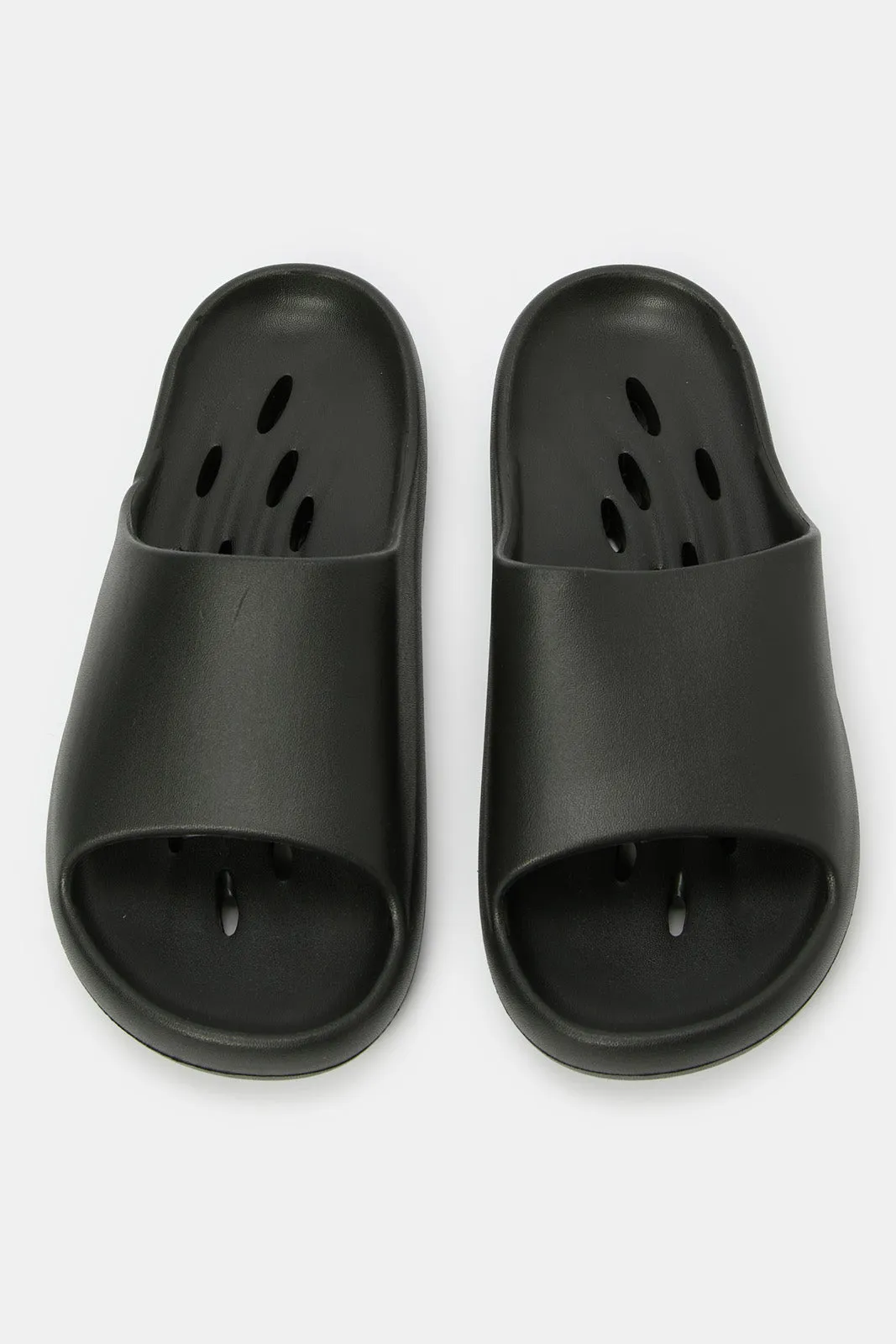 Men Black Molded Slides