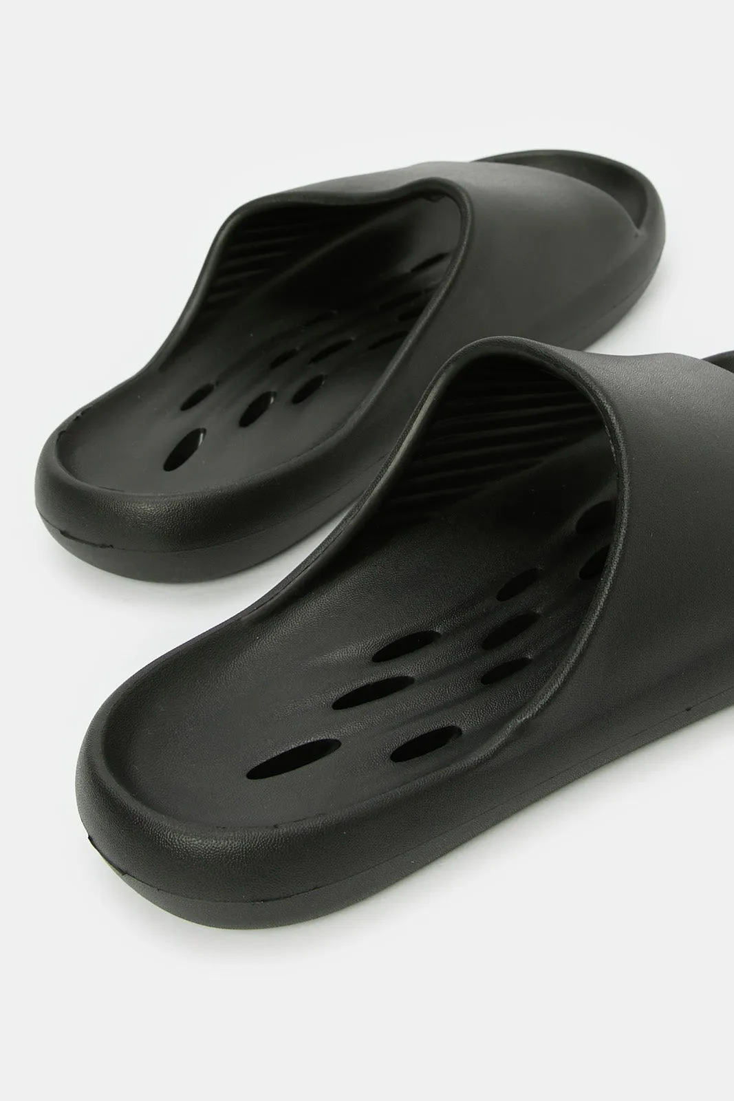 Men Black Molded Slides