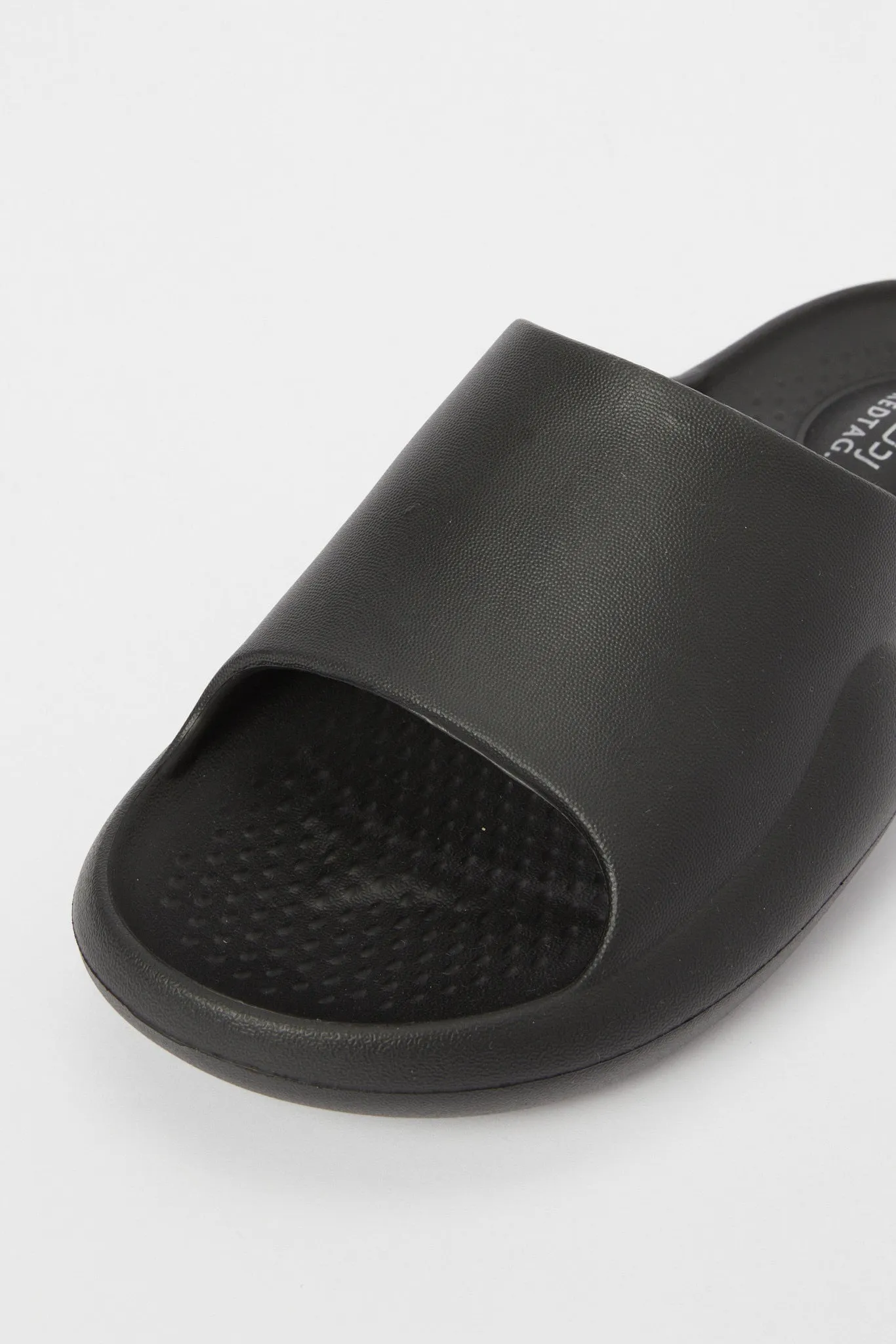 Men Black Moulded Platform Slide