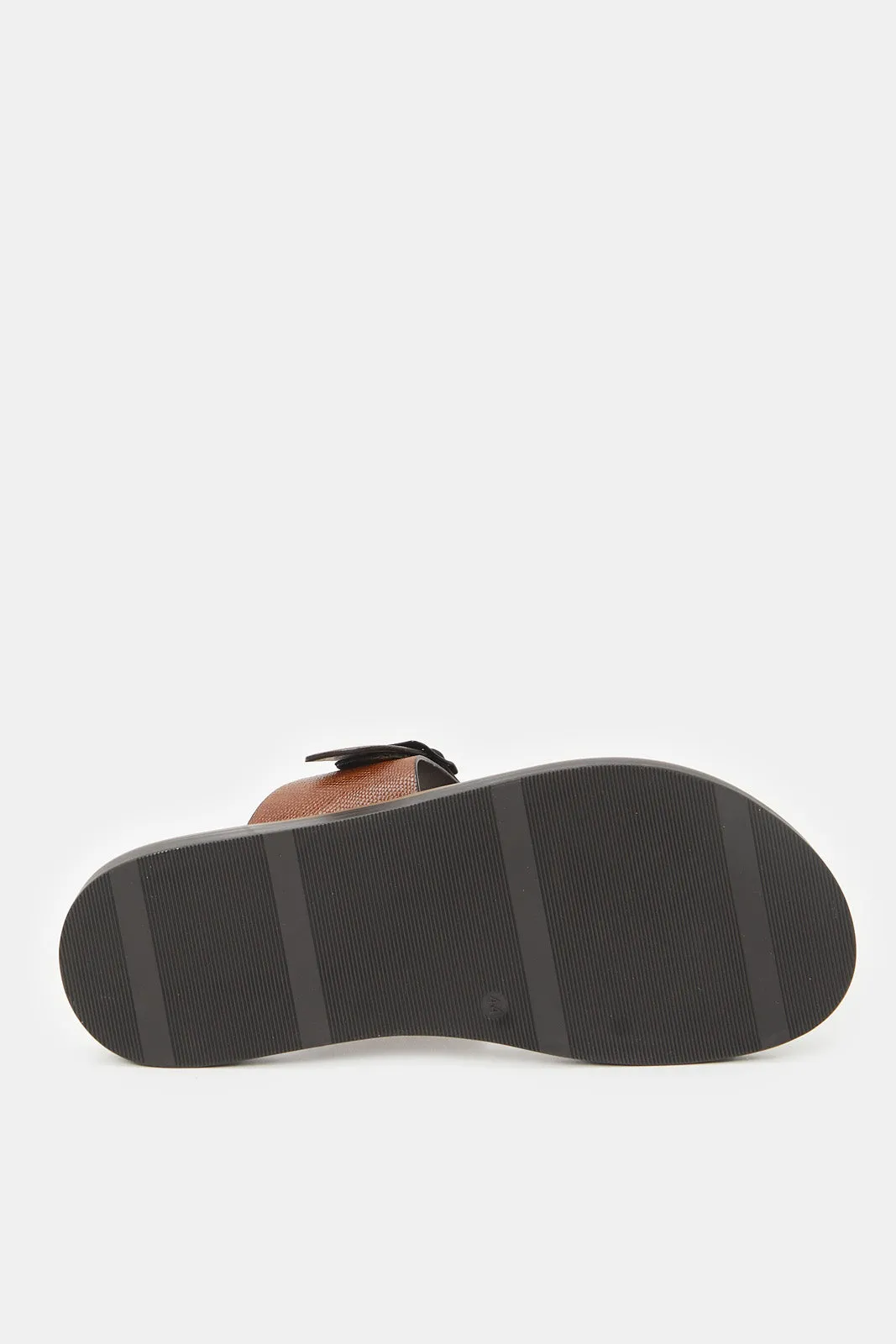 Men Brown Textured Toe Post Sandal