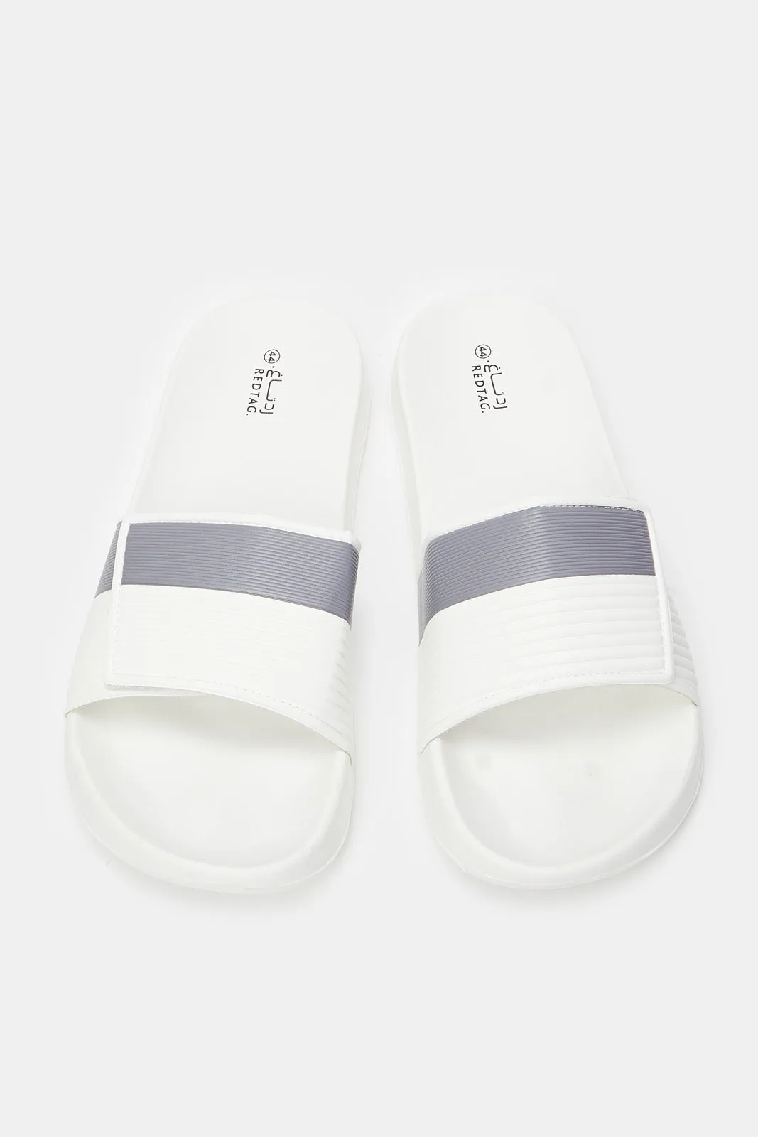 Men White Stripe Slide With Velcro