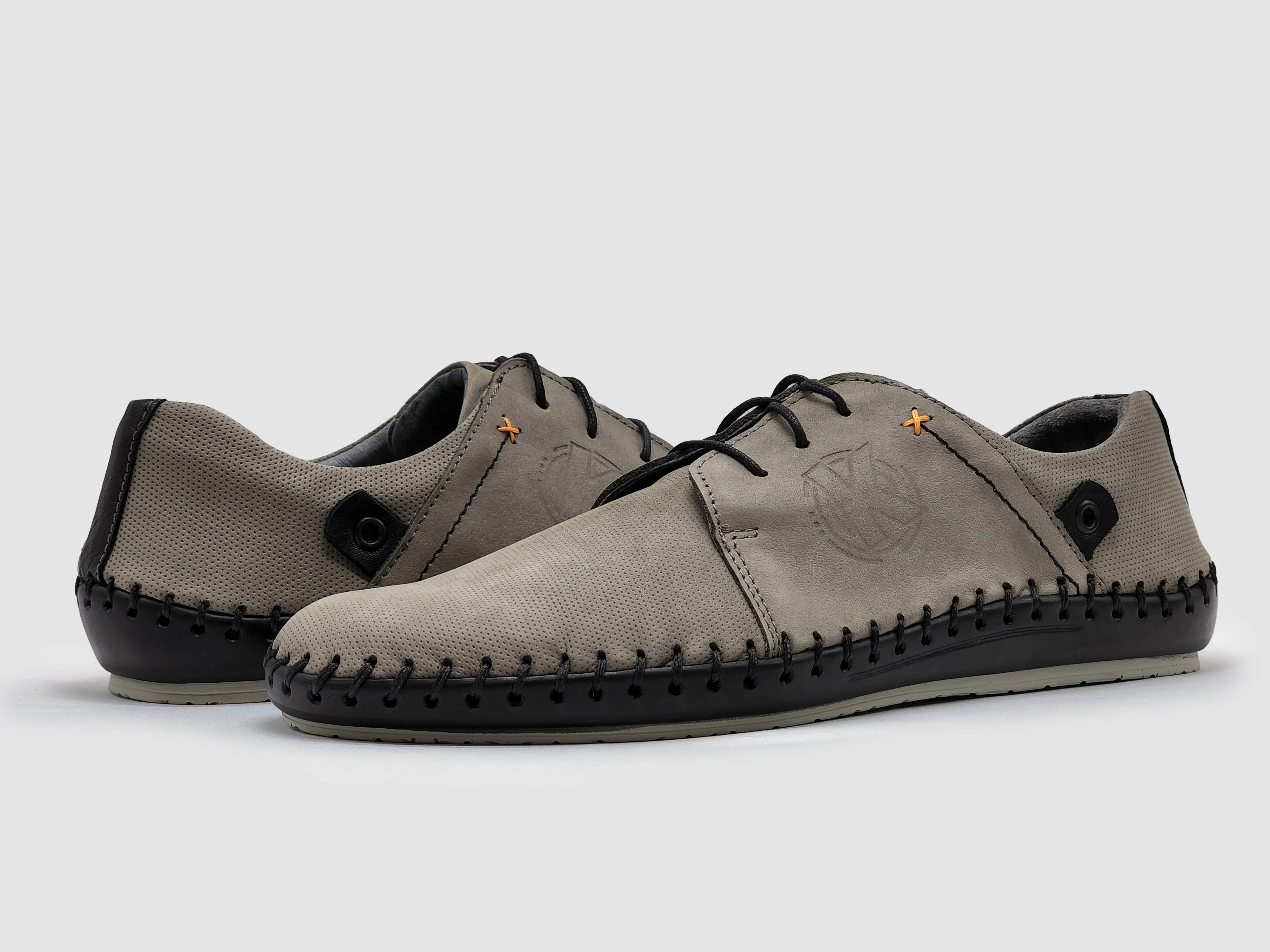 Men's Stitched Leather Shoes - Grey