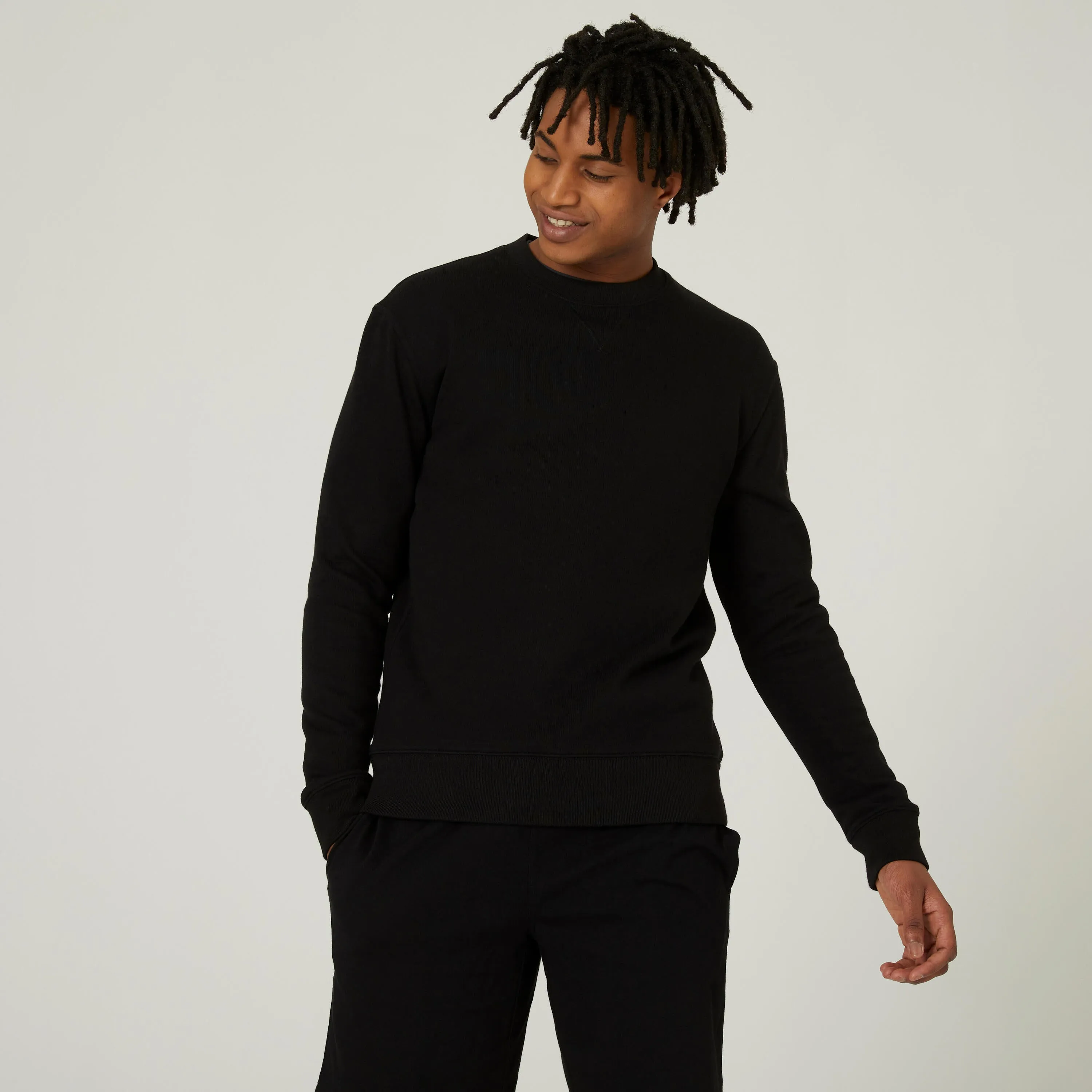 Men's sweatshirt - Essentials Crew 500 black DOMYOS, black