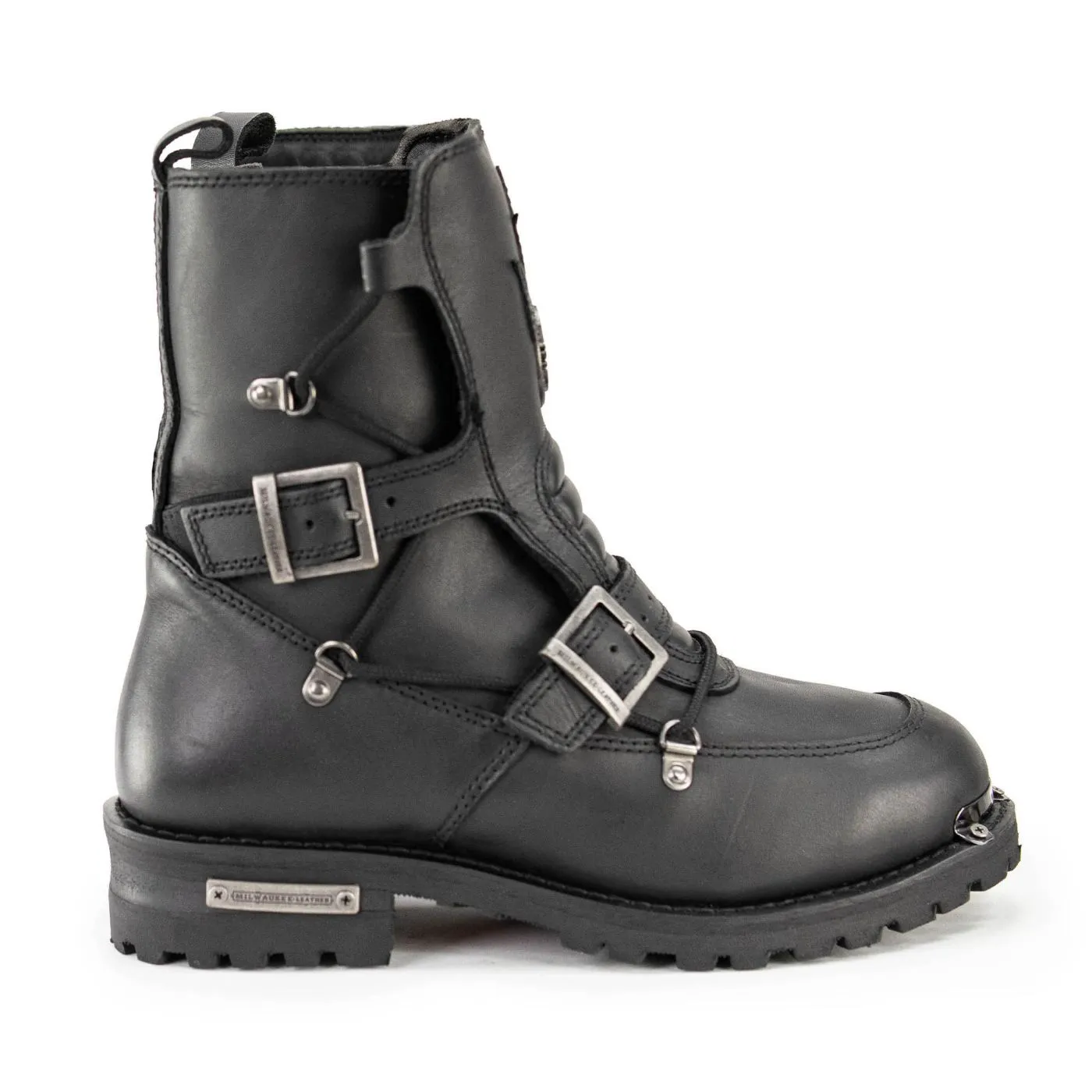 Milwaukee Leather MBM9076 Men’s Black Tactical Logger Leather Boots with Buckle Enhancement