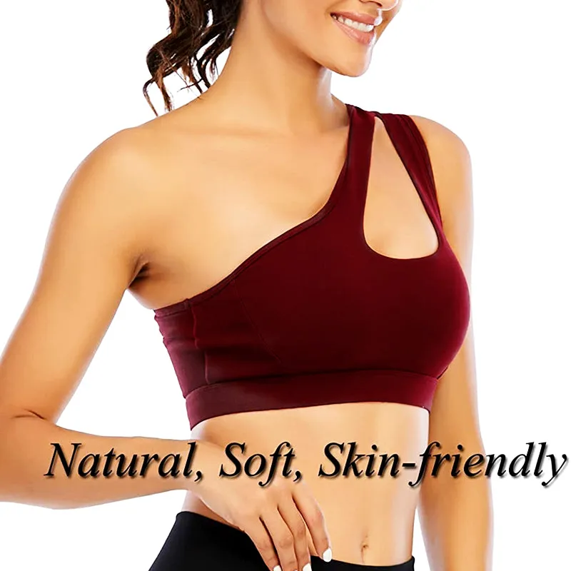 One Shoulder Sports Sexy Bra for Women with Hollow Design