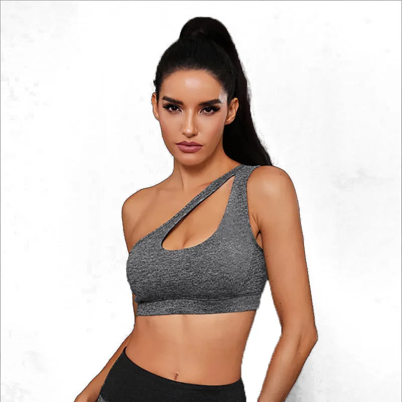 One Shoulder Sports Sexy Bra for Women with Hollow Design