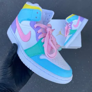 Pastel Jordan 1 Mid - Custom Nike Jordans Sneakers