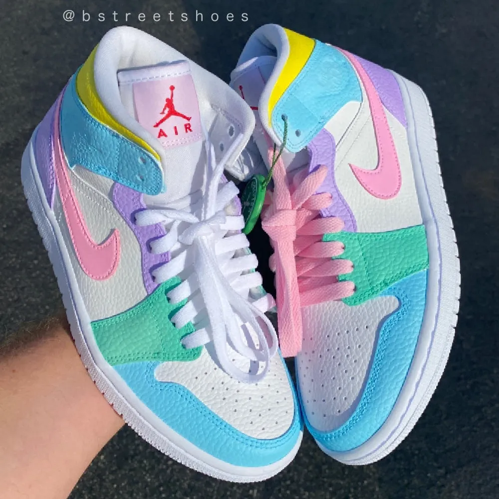 Pastel Jordan 1 Mid - Custom Nike Jordans Sneakers