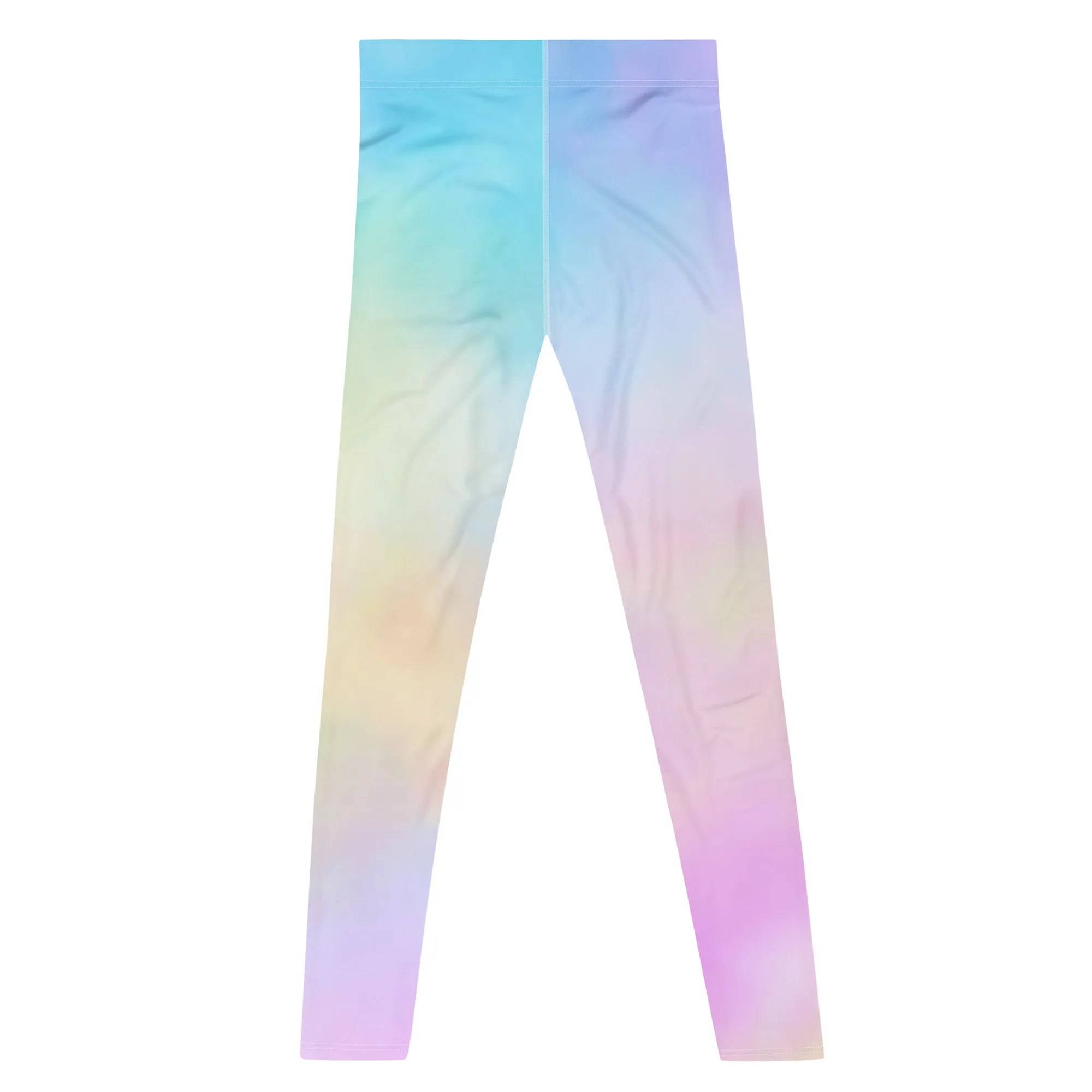 Pastel Pink Abstract Men's Leggings, Fun Colorful Meggings Running Tights For Men-Made in USA/EU/MX