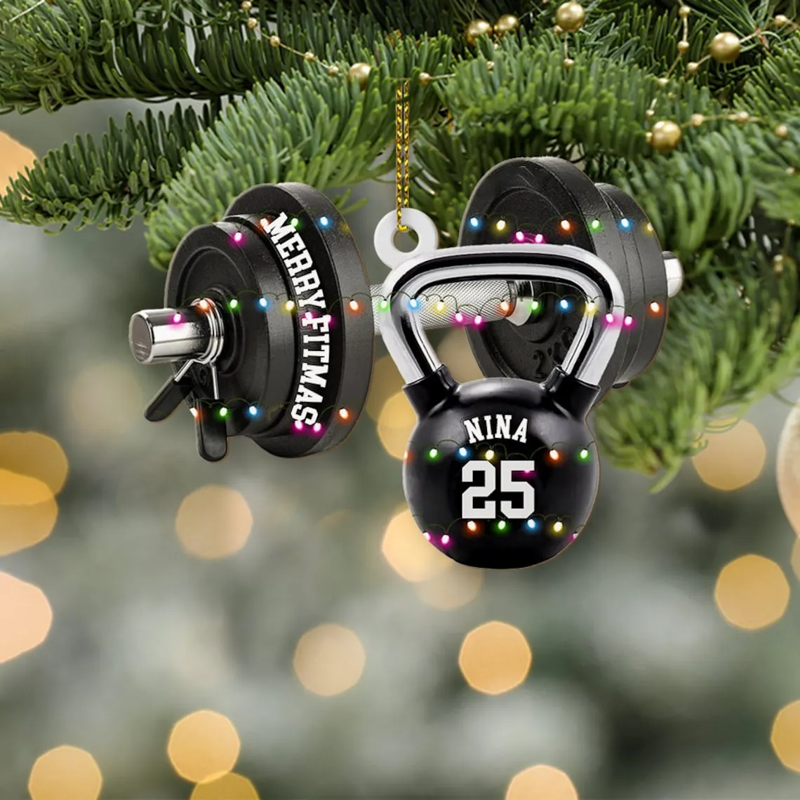 Personalized Fitness Ornament, Personalized Christmas Flat 2D Ornament, Custom Christmas Gift, Fitness Gift, Sport Christmas Gifts