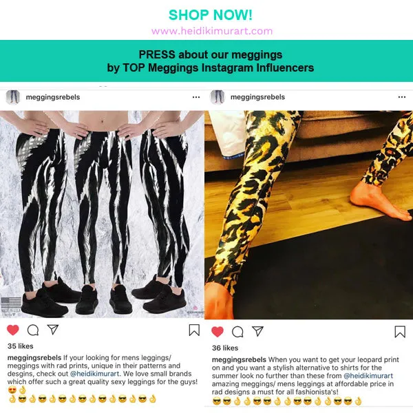 Pink Leopard Men's Leggings, Animal Print Sexy Party Meggings Compression Tights -Made in USA/MX/ EU