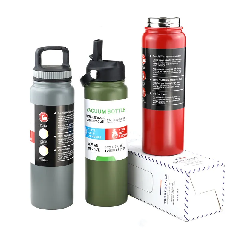 Portable Outdoor Fitness Handle Sports Bottle Double Layer Insulated Kettle