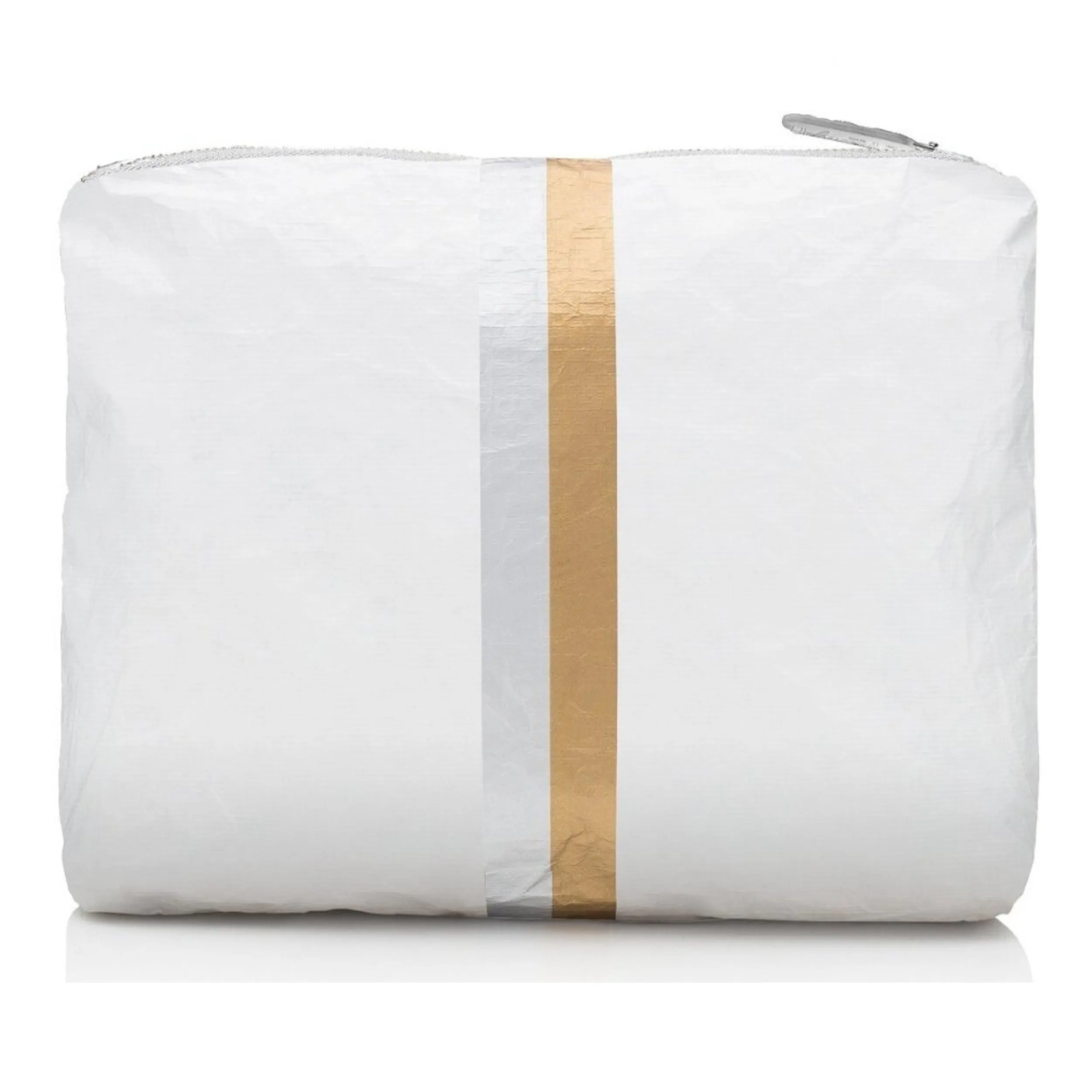 Pouch to Purse - Shimmer White with Gold & Silver Stripes