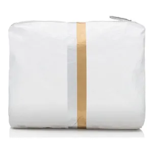 Pouch to Purse - Shimmer White with Gold & Silver Stripes