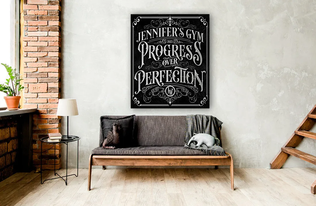 Progress Over Perfection Gym Room Decor   Yoga Decor