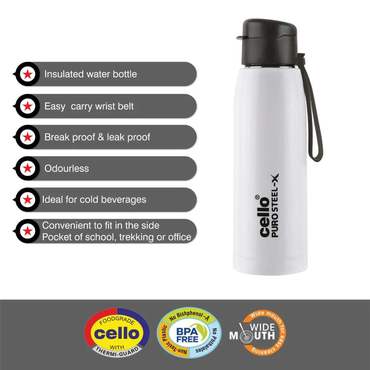 Puro Steel-X Cooper 600 Water Bottle, 630ml