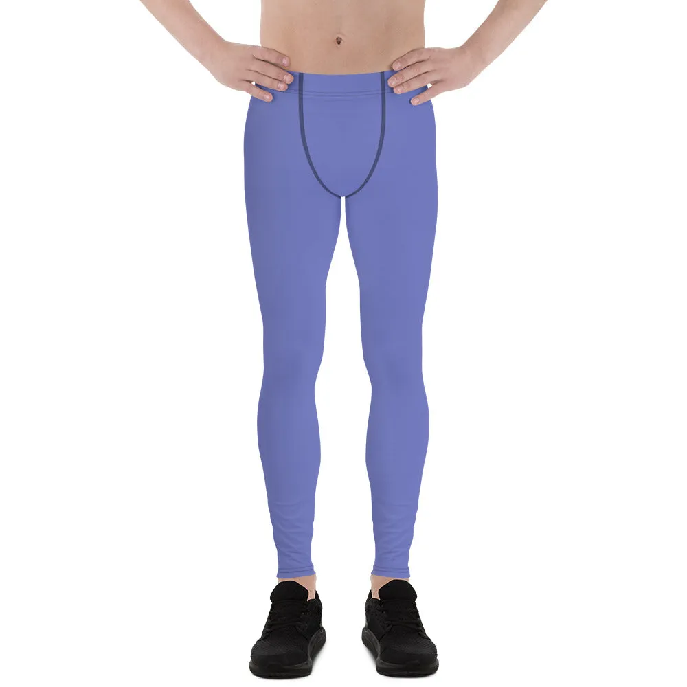 Purple Solid Color Men's Leggings, Solid Lavender Purple Color Men's Tights Compression Pants - Made in USA/EU/MX